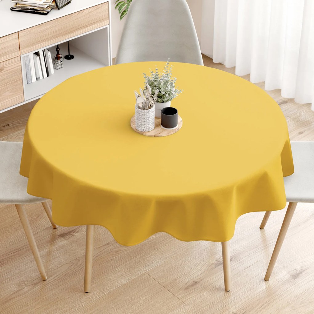 Goldea okrúhly obrus 100% bavlnené plátno - medovo žltý Ø 130 cm
