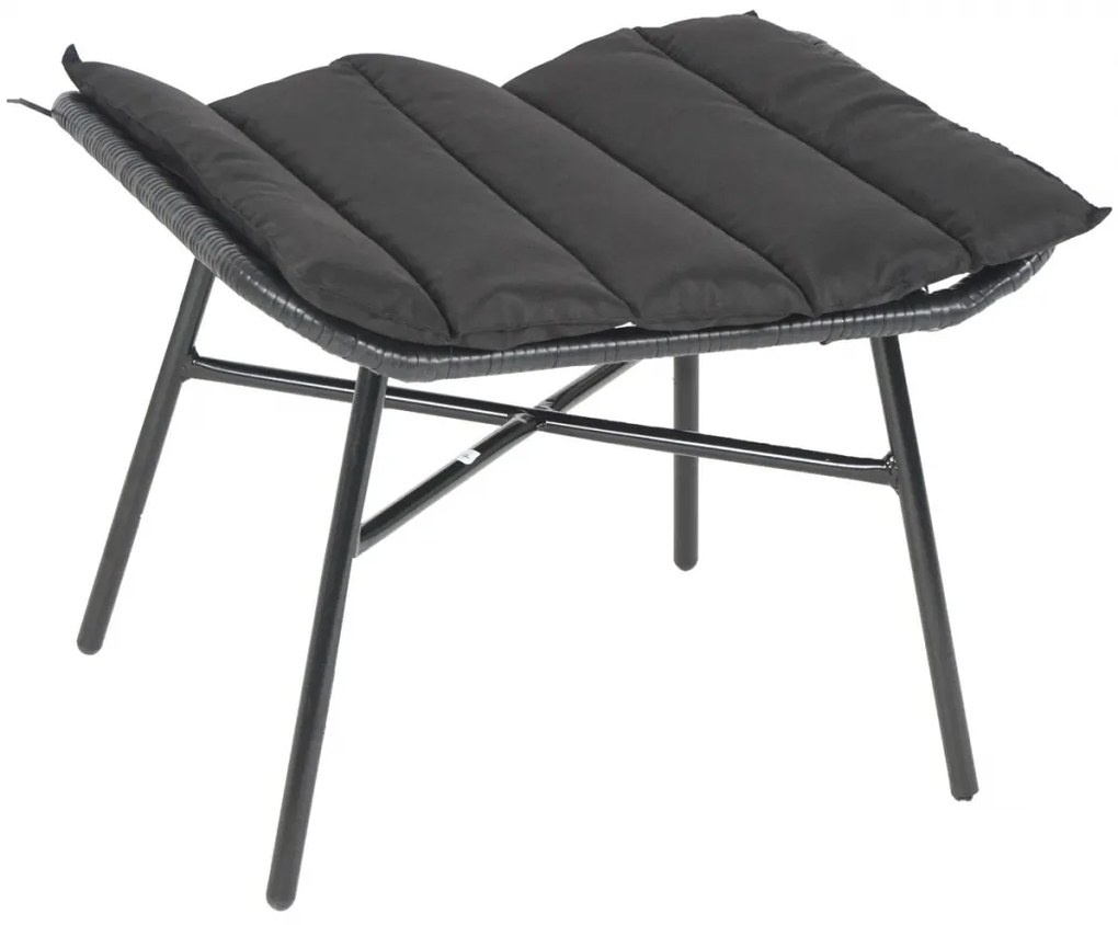 Kreslo s podnožkou HWC-G17b, polyratan - antracit, vankúš antracit