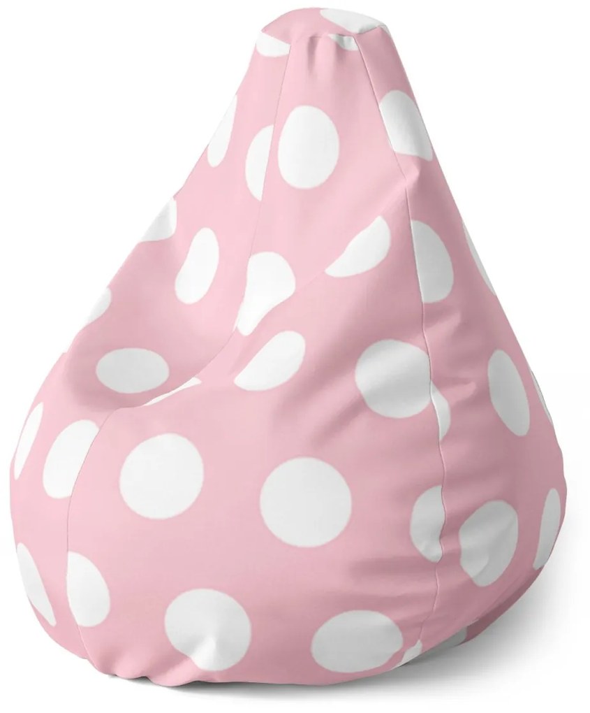 Sablio Sedací vak Pear Biele bodky - 140 x 100 x 25 cm