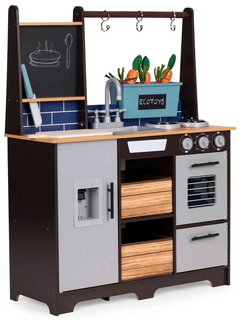 Drevená detská kuchynka ECOTOYS s doplnkami a záhradkou