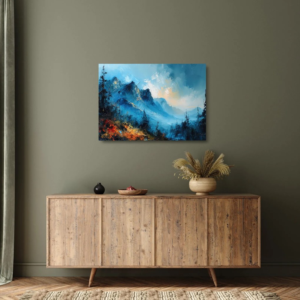 Sklenený obraz - Maľba hôr (70x50 cm)