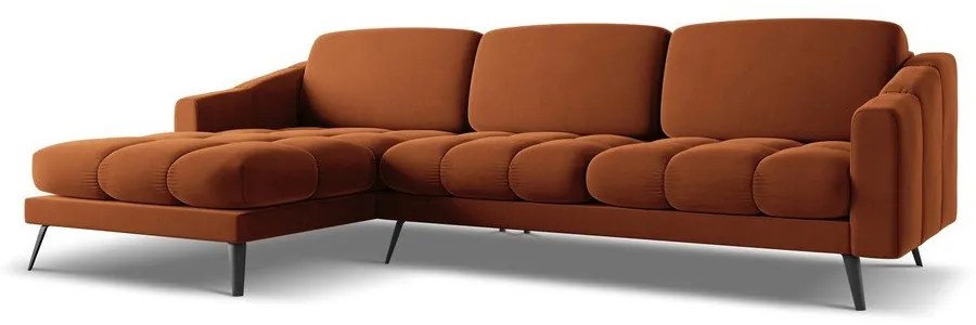 Oranžová zamatová rohová pohovka (ľavý roh) Nalu – Makamii