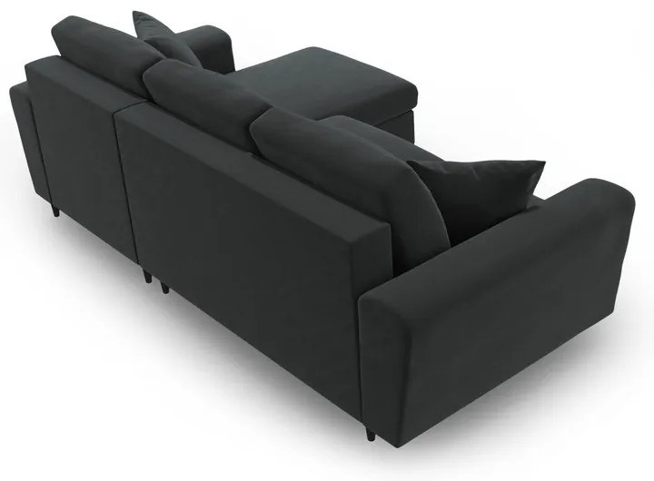 Tmavosivá zamatová rozkladacia/s úložným priestorom rohová pohovka Kyoto – Cosmopolitan Design