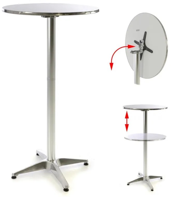 Barový stôl 115 cm okrúhly - strieborný