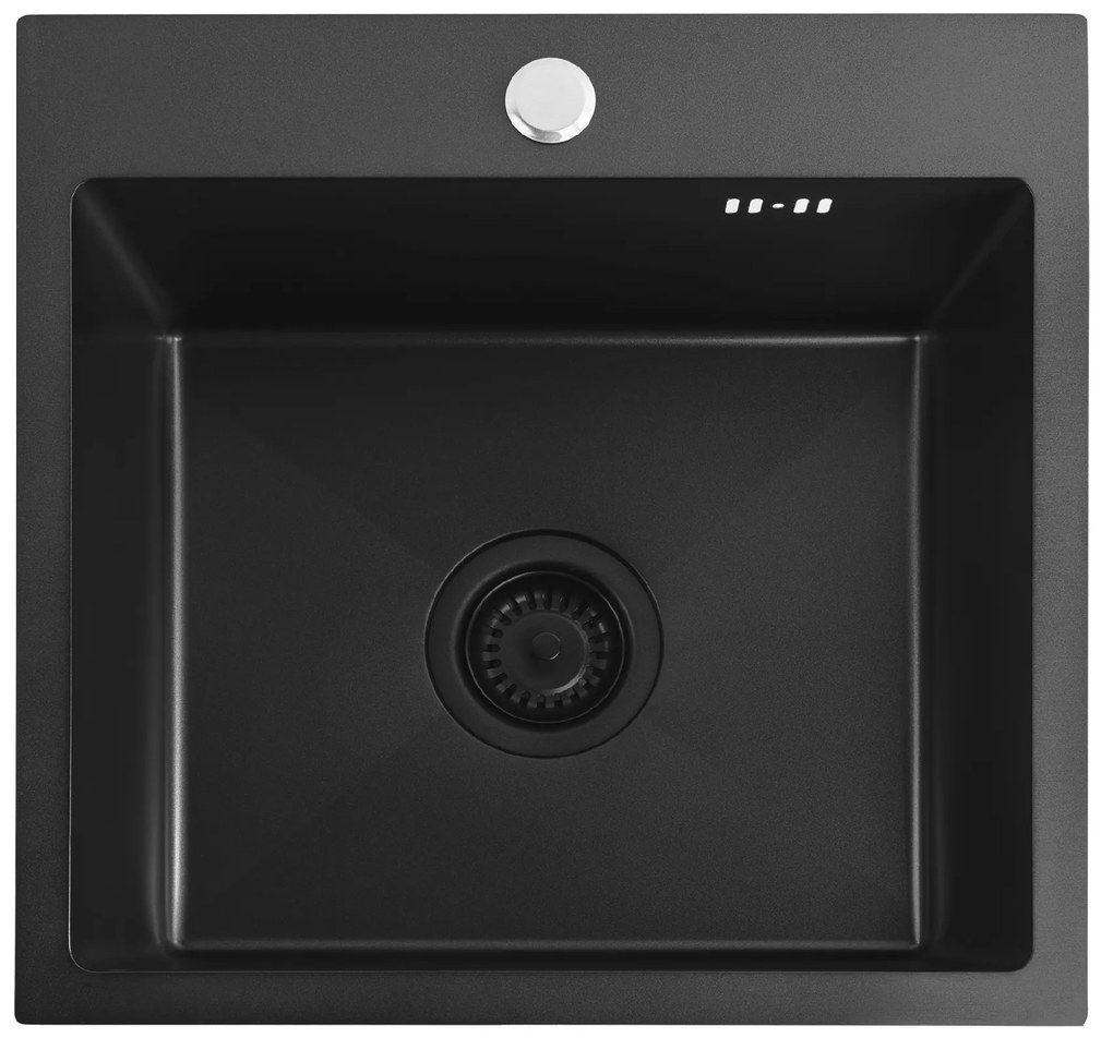 Rea Leo, 1-komorový oceľový drez 400x450x185 mm, čierna, ZLE-06002