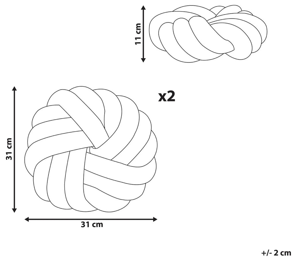 Sada 2 buklé uzlových vankúšov 31 x 11 cm béžová AKOLA Beliani