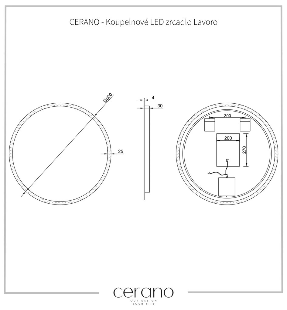 Cerano Lavoro, LED kúpeľňové zrkadlo Ø60 cm, CER-CER-476696
