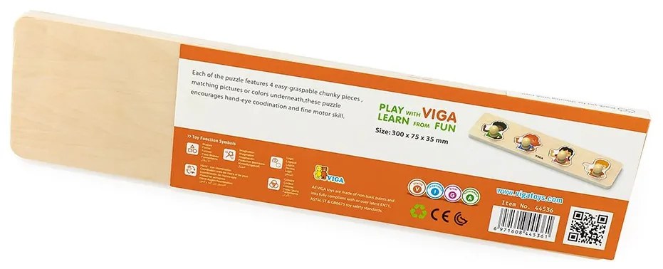 Detské drevené puzzle s úchytmi Viga Farby kože