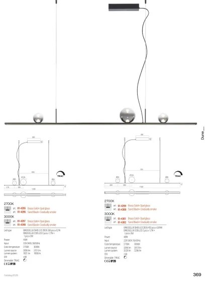 Redo 01-4301 - LED stmievateľný luster na lankách DUNE LED/48W/230V zlatý