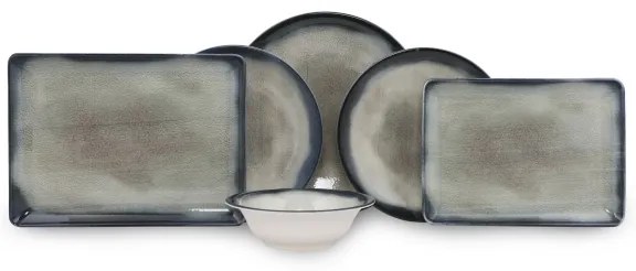 Jedálenská súprava 26 ks modrá/hnedá/porcelán