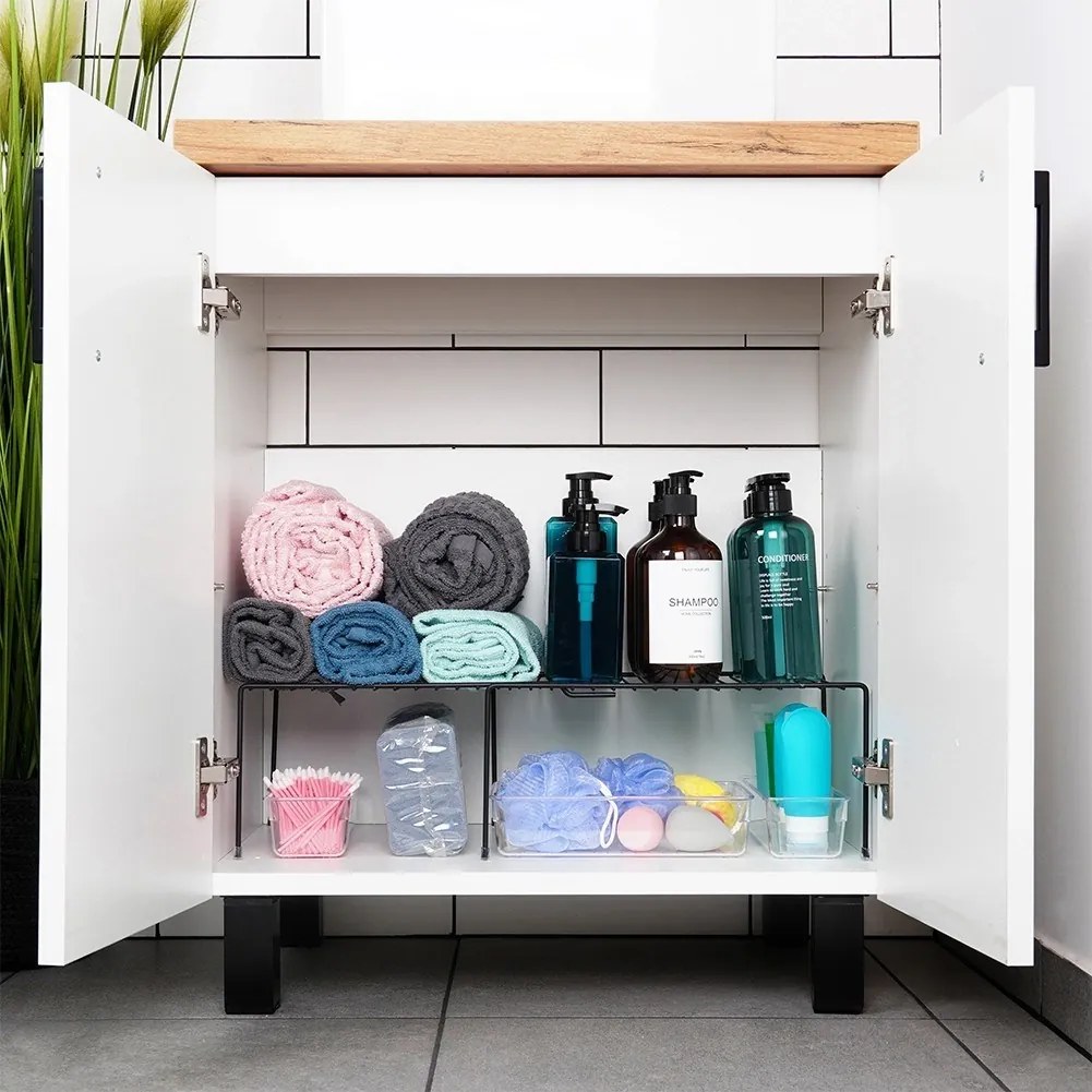 VILDE Prídavná polica, roztiahnuteľná, nastaviteľná šírka 35 - 48cm, čierna EXTENSIBLE