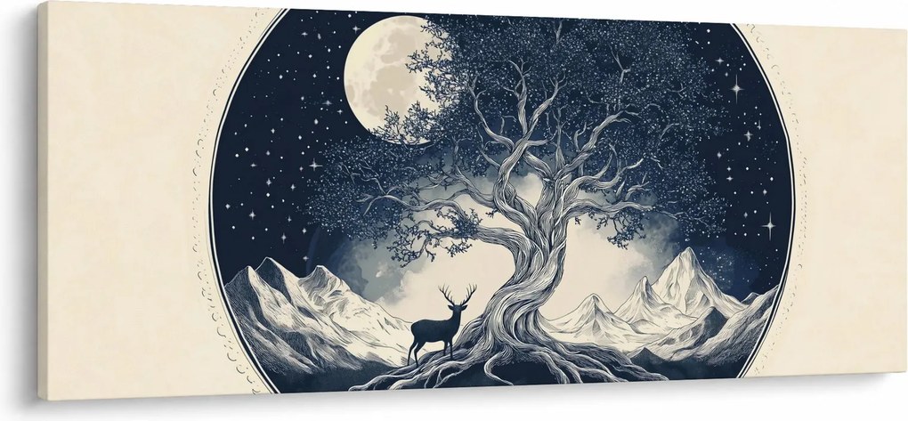 Obraz – Magický strom s jeleňom I. (120x50 cm)