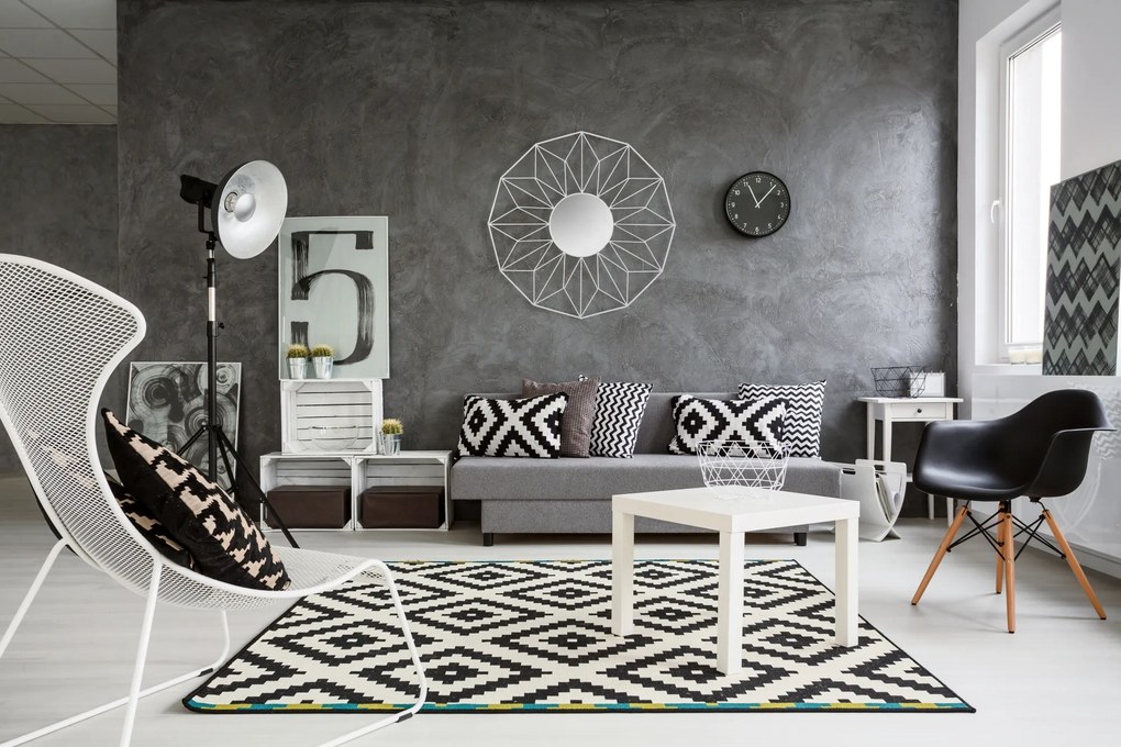 Dekorstudio Moderné geometrické zrkadlo biele - 58cm