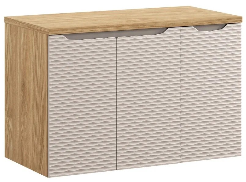 Závesná skrinka pod umývadlo Ocean I s doskou 90 cm béžová/dub olejovaný