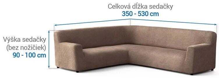 Bielastické poťahy COSTINA oriešková rohová sedačka (š. 350 - 530 cm)