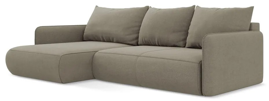 Béžová rozkladacia/s úložným priestorom rohová pohovka (ľavý roh) Nanea – Makamii