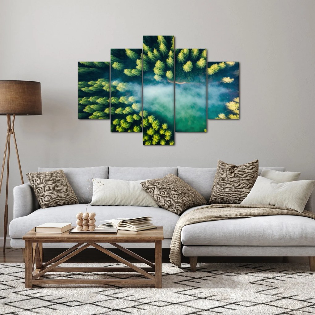 Obraz - Hmlou zahalený les (150x105 cm)