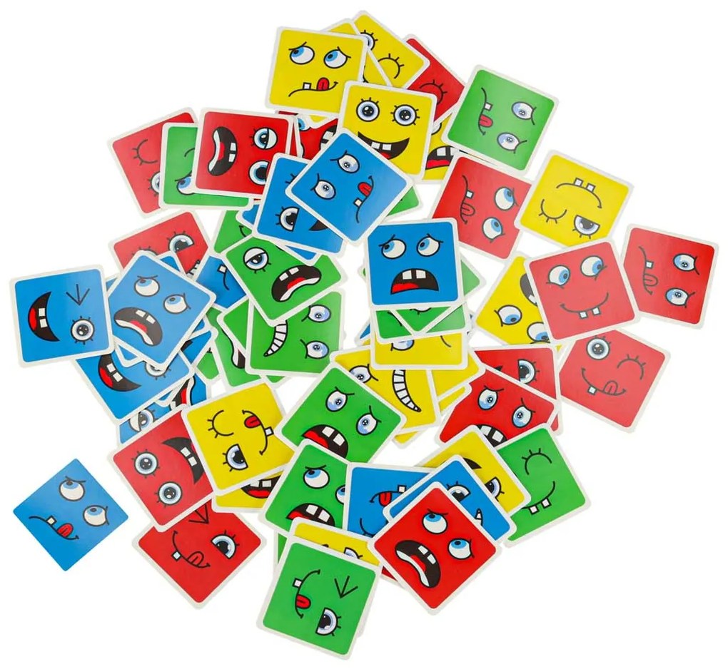 KIK Logická hra Montessori drevené kocky na tvorbu tvárí a emócií