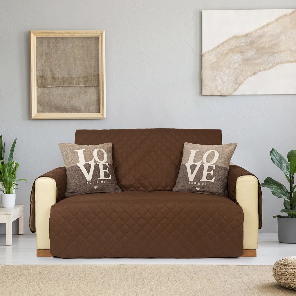 4Home Prehoz na dvojkreslo Doubleface hnedá/béžová