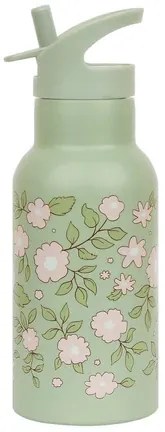 Nerezová fľaša na pitie kvety zelená
