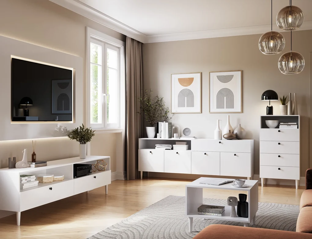 Komoda so zásuvkami DULLUM 60x115cm, biela