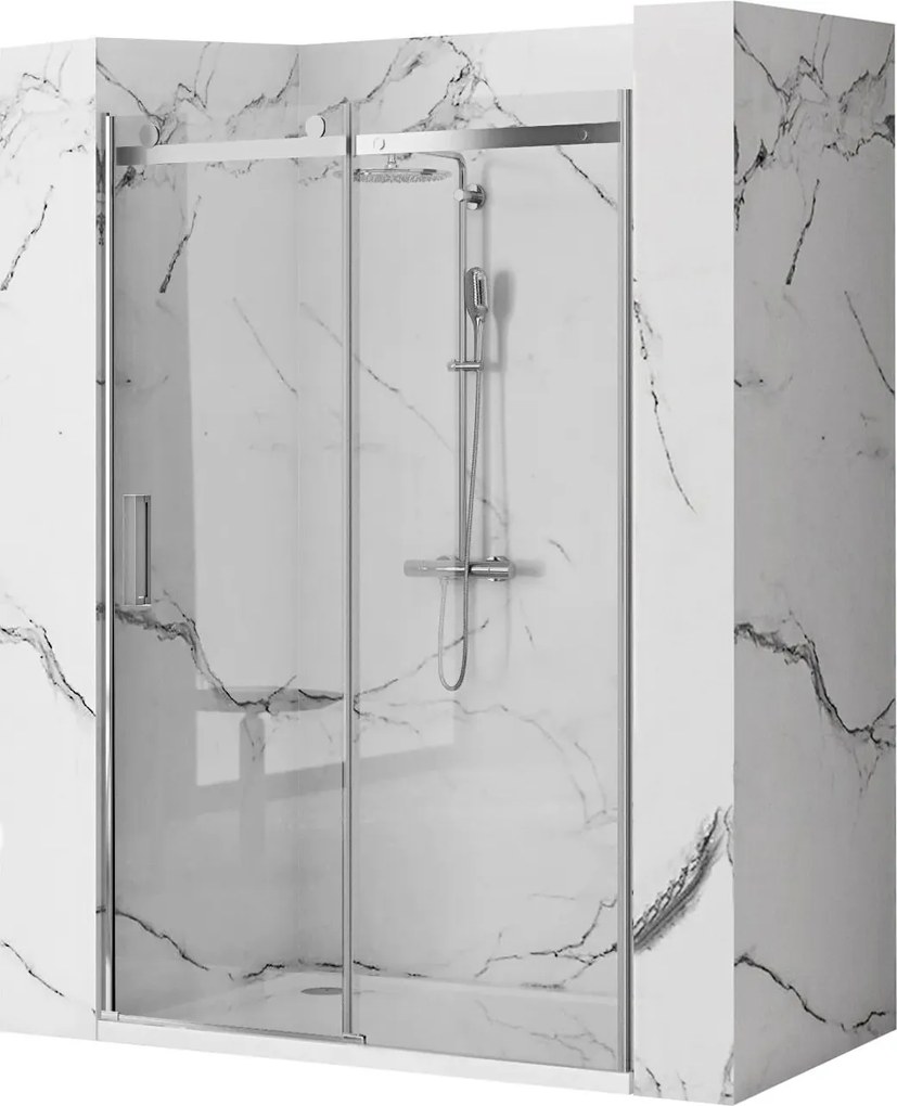 Jednokrídlové posuvné sprchové dvere REA NIXON-2 PRAVÉ 120 cm pre inštaláciu do niky, chróm/transparent - bez vaničky