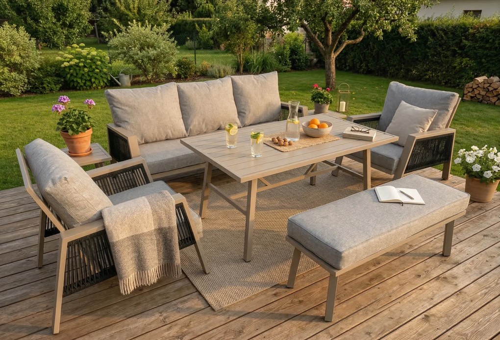 Sada zahradního nábytku pro 5 osob Houseland Atessa hnědá/šedá