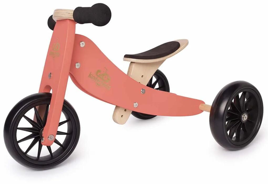 Kinderfeets® Drevený balančný bicykel Tiny Tot 2v1 koralová