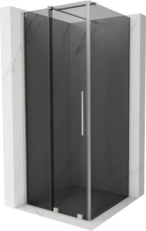 Mexen Velar, sprchový kút s posuvnými dverami 110 x 110 cm, 8mm šedé sklo, brúsená oceľ, 871-110-110-41-97