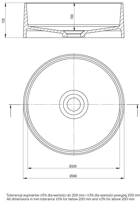 Deante Silia, granitové umývadlo na dosku 360x360x120 mm, béžová, DEA-CQS_5U4S