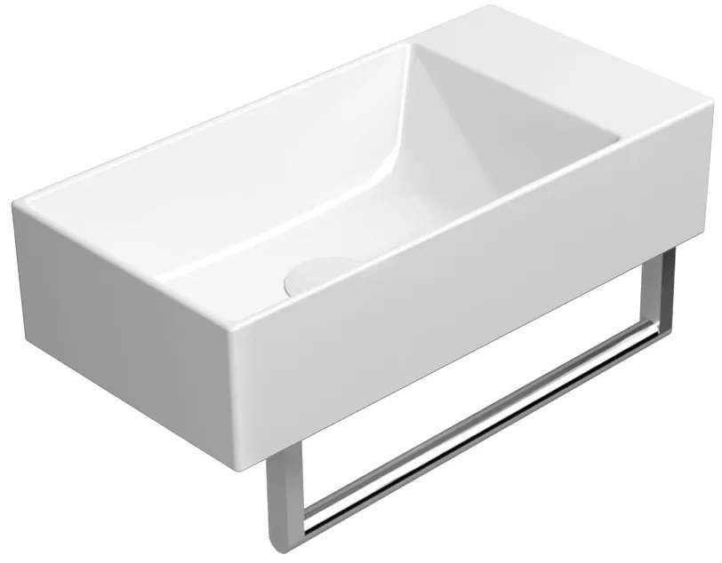 GSI GSI, KUBE X keramické umývadlo 50x25cm, bez otvoru, pravé/ľavé, biela ExtraGlaze, 9486011