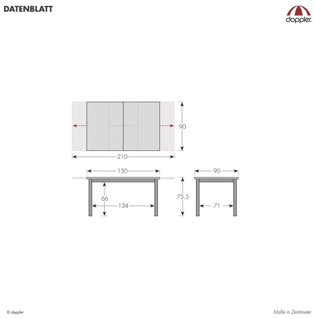 Doppler EXPERT WOOD antracit - záhradný hliníkový rozkládací stôl s dekorom  dreva - 150/210x90x75 cm, hliník