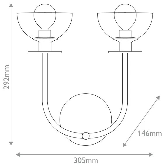 Alora Mood ALM-SYLVIA-2WB-BG-CL - Nástenné svietidlo SYLVIA 2xE14/40W/230V zlaté