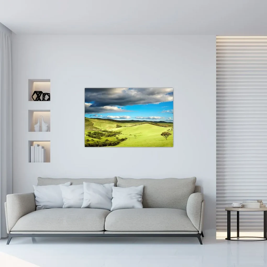 Obraz - Zelená krajina s pahorkami (90x60 cm)