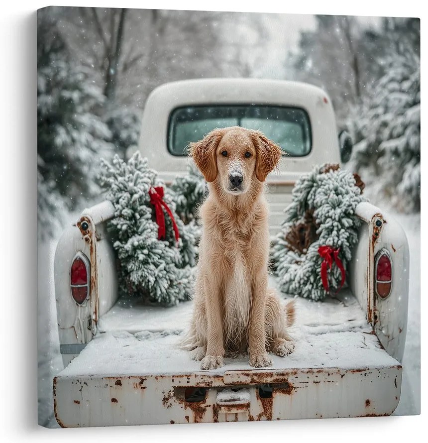 Vianočný obraz roztomilý pózujúci pes