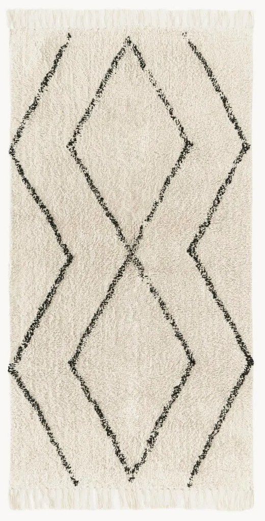 Ručne tuftovaný bavlnený koberec's diamantovým vzorom Bina