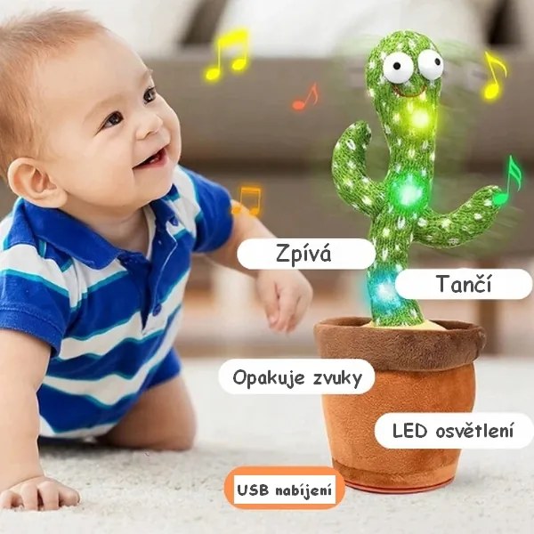Grugen Tancujúci hovoriaci a spievajúci plyšový kaktus USB, 32 cm