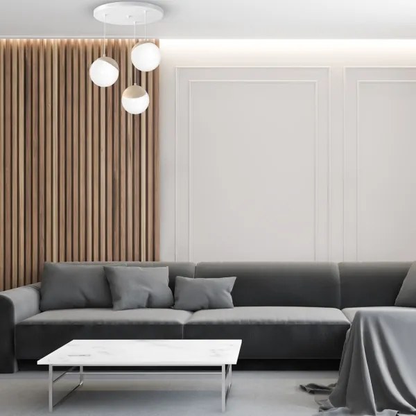 Luster na lanku SFERA WOOD 3xE14/40W/230V biela