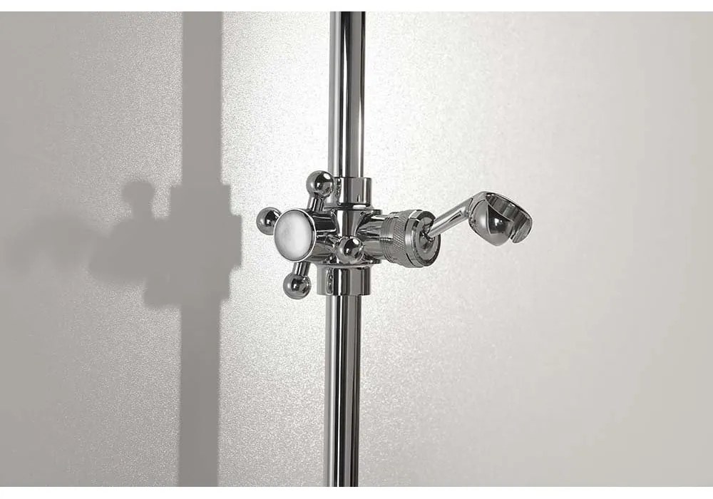 Nástenná mosadzná sprchová tyč v lesklo striebornej farbe s posuvným držiakom 67 cm Antea – Sapho