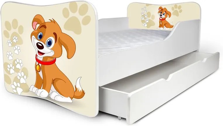 MAXMAX Detská posteľ so zásuvkou PSÍČEK + matrac ZADARMO