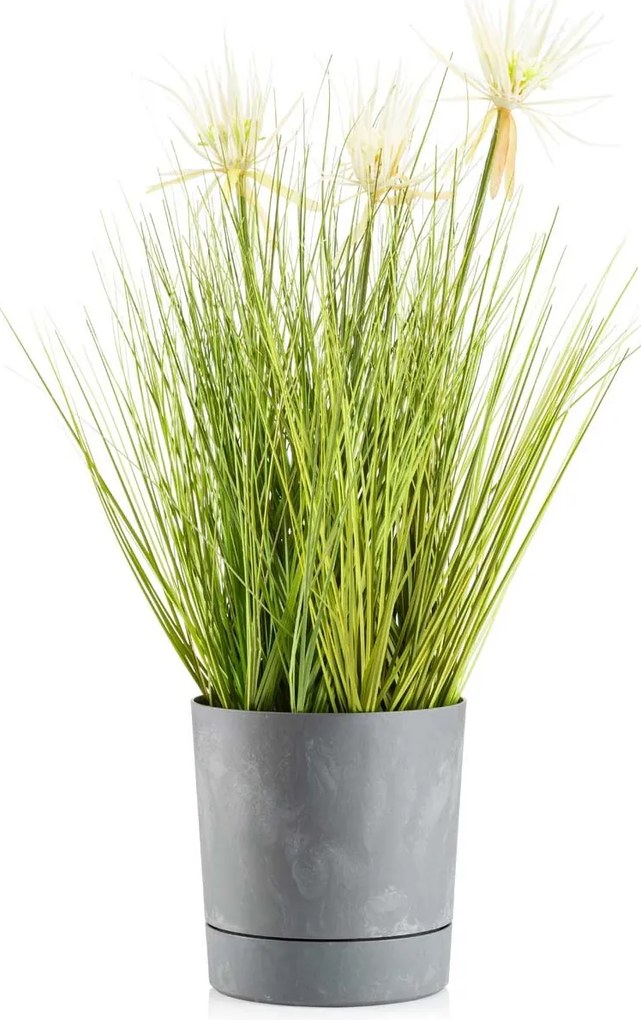 PLASTOVÝ KVETINÁČ AZALEA SADA 2KS 22,5X23,5 CM+17,5X18,5 CM IMITÁCIA BETÓNU SIVÁ