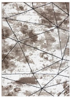 Koberec COZY Polygons, geometrický - hnedý