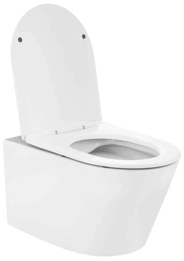 Gamma Mut-301, závesná WC misa Tornado/Rimless 520x365x360 mm + SLIM toaletné sedadlo, biela lesklá, GMA-MUT-301