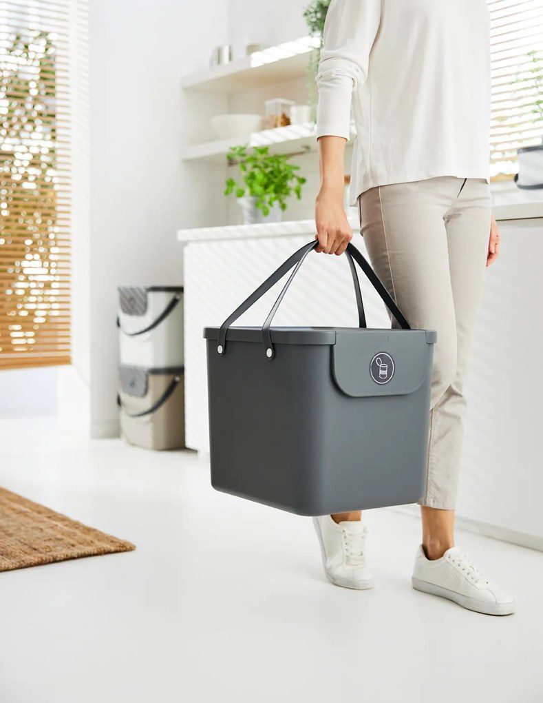 XL - Odpadkový koš na tříděný odpad ALBULA nebo jako koš na prádlo, 40l - antracit