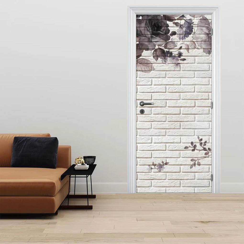 Fototapeta na dvere - Múr s kyticou (95x205cm)