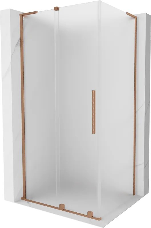 Mexen Velar L, sprchový kút s posuvnými dverami 100 x 75 cm, 8mm sklo námraza, medená matná, 871-100-075-33-65