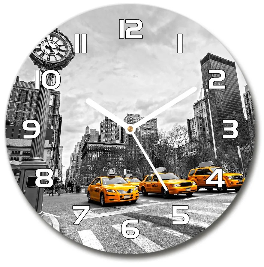Sklenené hodiny okrúhle Taxi New York pl_zso_30_f_58379614
