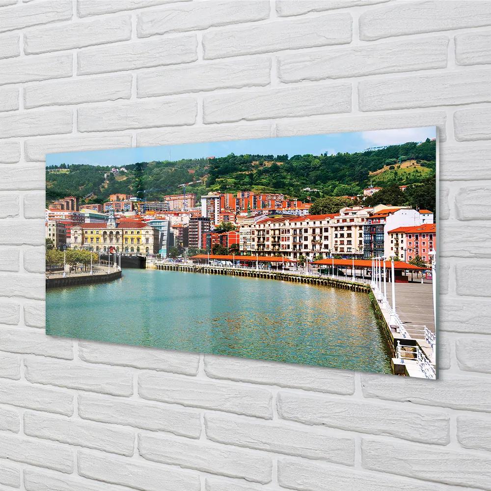 Nástenný panel  Španielsko Mesto horské rieky 120x60 cm