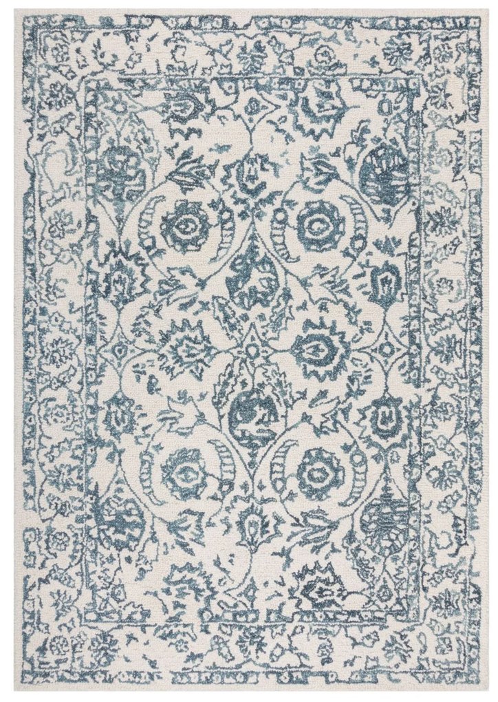 Kusový koberec Wool Loop Yasmin Ivory/Blue, 160x230, modrá, kancelária, Flair Rugs