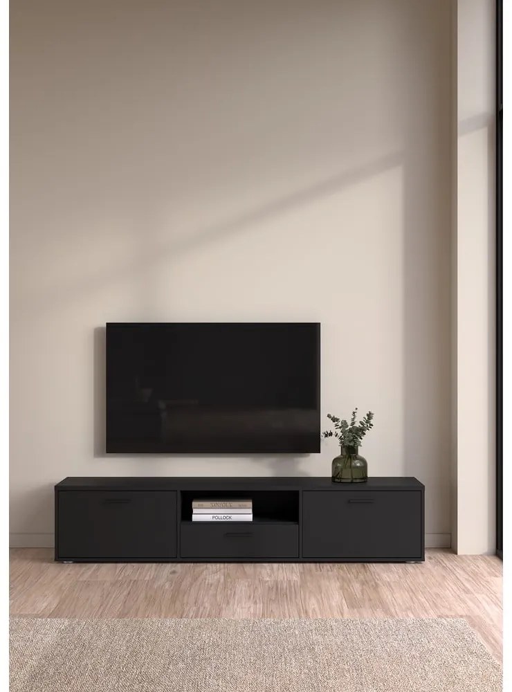 Čierny TV stolík 177x38 cm Media – Tvilum